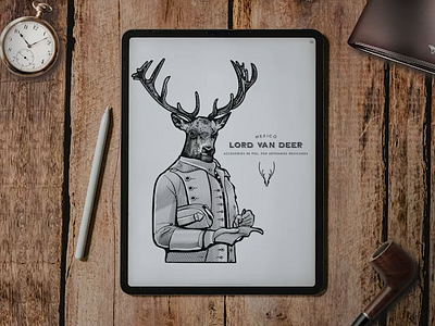 Lord Van Deer | Vintage Logo branding crosshatch deer illustration etching illustration leather leather company logo logo design logo designer surreal vintage vintage logo