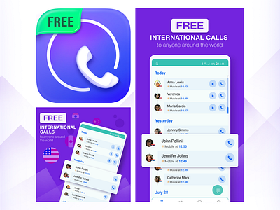 App Screenshots + App Icon design. 3d icon app design app icon badge call creative design free free call game illustrator ios icon iphone icon marketing material phone photoshop playgoogle recorder screenshots vibrant