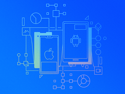 Mobile SDK blue devices illustration line mobile