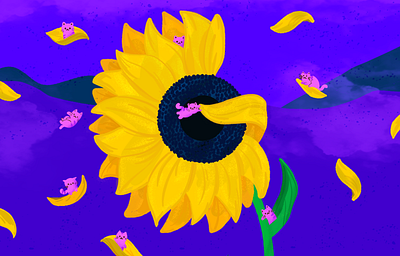 G ~ Gatitos en el girasol gigante. 36days g 36daysoftype 36daysoftype g cats dropcap gatitos illustration kittens letter g lettering sunflower