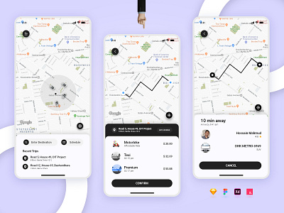 Ride Sharing App android app design bike app bike ride bike sharing car booking app car sharing ios app design ride sharing app taxi booking app uber