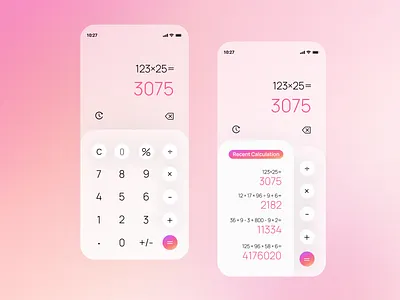 Calculator app academic app blur challenge glassmorphism gradient magenta number orange pink purple school soft student ui ux web