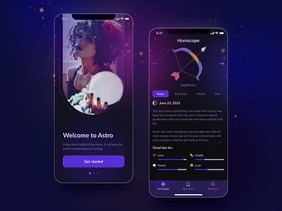 Astrology app app application astrology dailyui home horoscope illustration interface log in logo mob mobile pohil product design registration sign in sign up ui valeriya pohil welcome