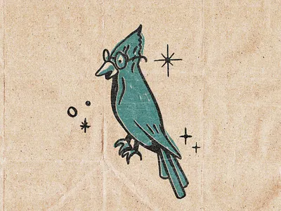 Roosevelt Quetzal bird blue illustration retro vintage