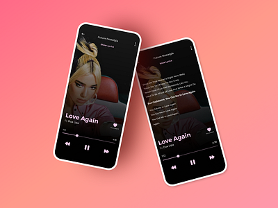 Music Player App dark mode dark theme dark ui design dua lipa music app music player music player app music player design music player ui shadows typography ui ux