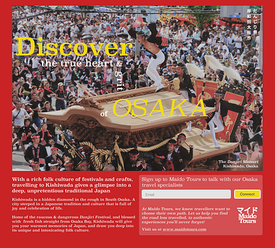 Discover Osaka ii art direction graphic design japanese landing page marketing design travel typography