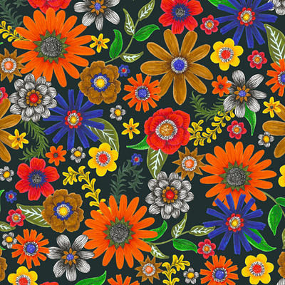 colorful floral on black floral floral pattern