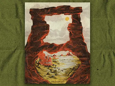 A for Arches arches arches national park desert desert illustration illustration national park paper texture