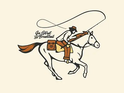 Go West cowboy fishing fly horse national outdoors parks vintage western