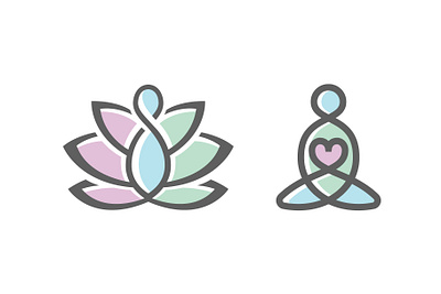 Two Yoga Symbols brand branding health logo illustration logo logodesign logotype lotus logo love yoga meditation nature physical health spa logo wellness yoga logo yoga logo for sale yoga logo template yoga symbol yoga trainer yoga vector logo