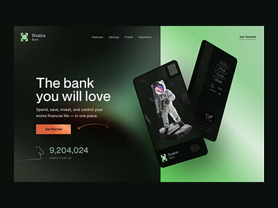 Ovalca 💳 Neobank | Landing page bank bank card bank identity banking app banking website credit card defi finance financial fintech fintech branding hero section landing page neobank nft online banking product page visual identity