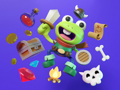 FrogFrog Adventure : Project for 3D course 3d adventure character design dungeon frog rpg game