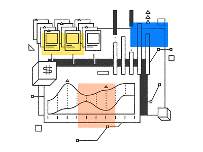 Tech / Analytics Spot Illustration analytics chart graphs illustration inventory line mid century noise performance tech technology texture ui