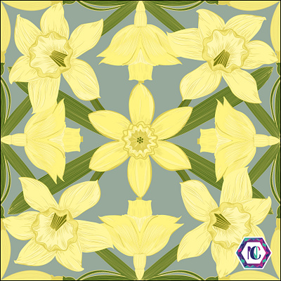 spring flower daffodil daffodil design flowers illustration repeat pattern springflower springtime vector art vector illustration yellow