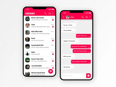 Direct Messaging - UI Design chat cherry dailyui messages messaging minimal text ui uiux whatsapp