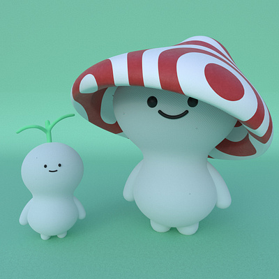 Kodama 3d modeling animation cartoon cinema4d cute illustration motion design practice yokai