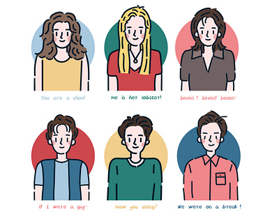 Friends avatar with quotes avatarcharacters avatars chandler bing digitalart friends friendsquotes friendssitcom friendstvshow illustration joey tribbiani monica geller profile avatar rachel green ross geller sitcom