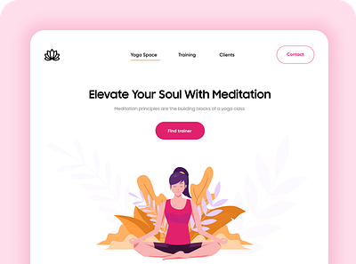 Meditation / Yoga Landing Page branding concept design dubai designer header header design illustration landingpage meditation product design typography ui uiux uiuxdesign webdesign website website concept website design websites yoga