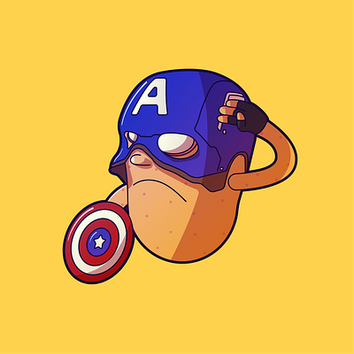 Potatain América aveggiers avengers captainamerica design flat illustration potato veggie yellow