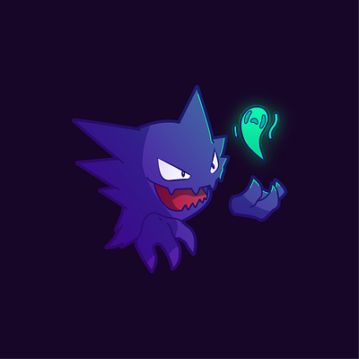 Haunter dream eater flat ghost haunter illustration light nightmare pokemon shadow