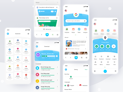 Mobile Browser App app browser card cards clean design incognito internet ios login mobile profile simple ui