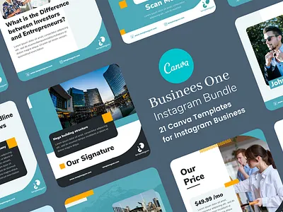 Business One – 21 Instagram Squares Canva Templates canva template instagram post
