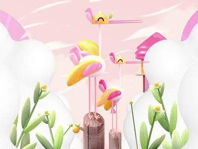 Letter F - “Empire of Lovely Birds” 36daysoftype 3d 3d animation 3d art 3danimation animals animated animated gif animation birds character heron illustration kawai kawaii kawaii art lemons love nature nature illustration