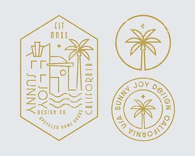 Sunny Joy Design Secondary Logo Variations art deco beach house branding california design flat fun illustrator logo palm tree vector