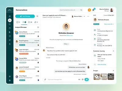 Conversations Page chart chat clean concept conversation dashboard email icon design icon designs ios media messaging real estate statistics tenant management ticket management ui design web application web design work order