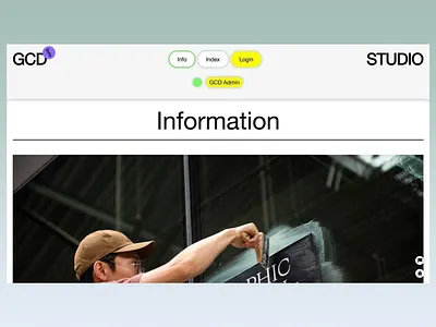 Website Design for GCD admin panel clean interface design homepage index info landing page light backgound login minimal painting man simple layout studio ui user friendly user experience ux ux design web design website