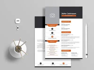Modern Resume Template 1 page resume a4 blue clean resume creative cv cv template minimalist professional resume ui