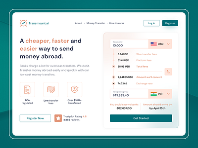 Currency Exchange Website Design Concept app clean currency currency converter currency exchange finance finance app fintech fintech website glassmorphism hero banner investment landing page money transfer product design ui ux user experience web web design website design