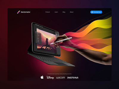 Vectornator Homepage concept animation art creative darkmode design glass gradient illustration landing vector vector illustration