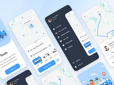 Taxity design figma flat frames hamburger menu home ios layo map mobile mobile app studio taxi taxi app ui user experience user interface ux