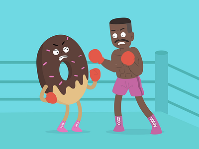 Boxer vs Donut 2danimation after effects animation animator character design illustration illustrator vector art vector illustration