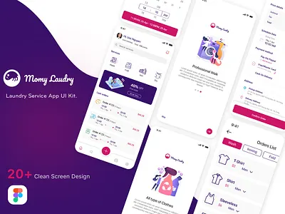 Momy Laundry: Laundry App UI Kit app app branding design icon illustration logo skecth ui ux vector