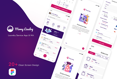 Momy Laundry: Laundry App UI Kit app app branding design icon illustration logo skecth ui ux vector