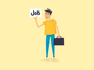 Job search cartoon character design find flat freelancing illustration illustrator job jobs vector work