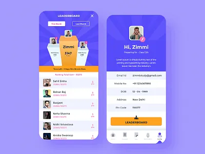 StudyBit ( Profile/Leaderboard ) app application design e learning education leaderboard leaderboards leaders profile profile design profile page profiles rank result