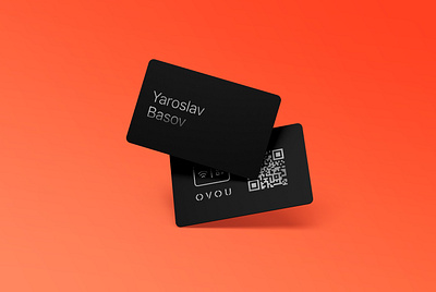 Card design for OVOU. Matt black plastic business card basovdesign black branding branding design business business card design bussines card card branding card design cards connections dark digital hub identity design illustration minimal ovou plastic business card plastic card smart card