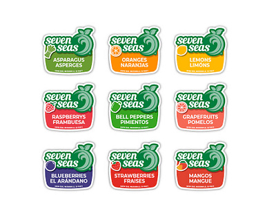 Seven Seas Produce Labels illustration labels logo packaging produce