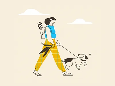 A morning walk character flat illustration pet
