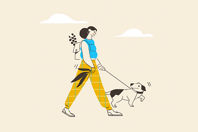 A morning walk character flat illustration pet