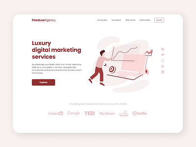 Pasalux 🚀 | Digital Marketing Landing Page Exploration animation design digital digital marketing illustration landing landing page landing page design marketing red web web design website website design