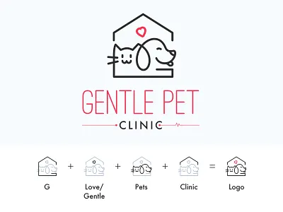 Gentle Pet Clinic awesome awesome logo branding design flat logo minimal ui vector