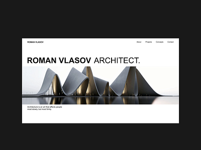 Website design for architect Roman Vlasov animation architect architecture design clean design dribbble futurism homepage homepage design interface interface design minimal minimalism portfolio ui user experience user interface design ux webdesign website