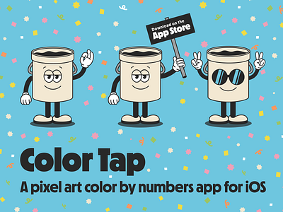 Color Tap Pixels color by numbers colour by numbers illustration ios ios app ipad ipad app iphone iphone app mascot ui ux