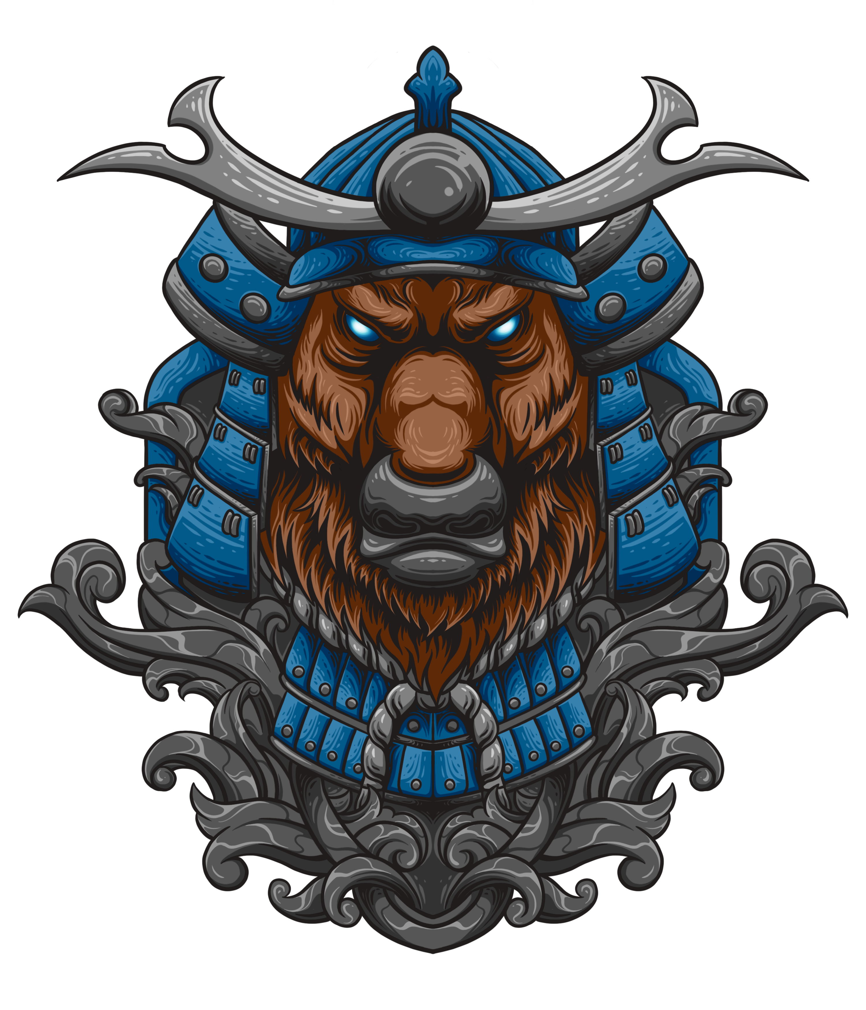 BULLIEZ SAMURAI animal apparel branding bulliez classic clothing cow design graphic design heroes illustration japanese logo samurai super vector