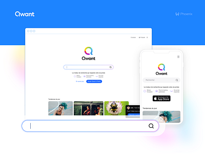 Qwant Homepage version Phoenix design design system desktop light minimal mobile privacy qwant search bar search engine ui ux