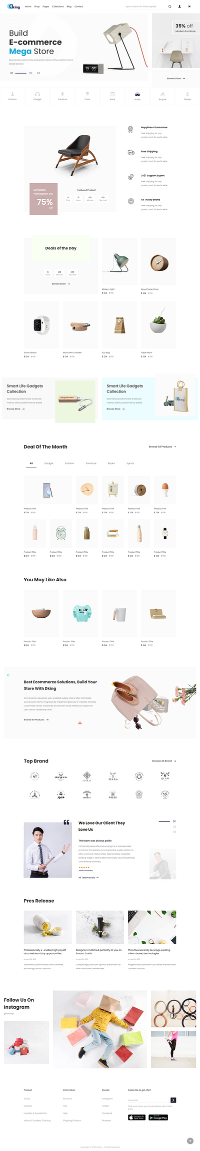 Dking Multipurpose eCommerce HTML Template automobile book bootstrap4 cake electronic fashion flower furniture handmade kids organic responsive